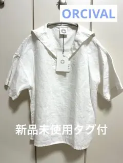 ORCIVAL オーシバル リネン セーラーカラー プルオーバーブラウス 