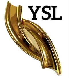 YSL イヴサンローラン ダブルウェーブリボン ゴールド ブローチ 一点物 希少のサムネイル