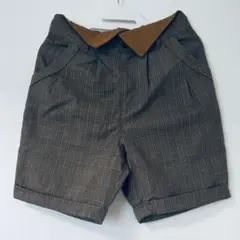 【ボトムス】パンツ ハーフ ・ショート丈 チェック ブラウン