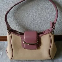 COLE HAANハンドバッグ　牛革＆キャンバス異素材コンビ