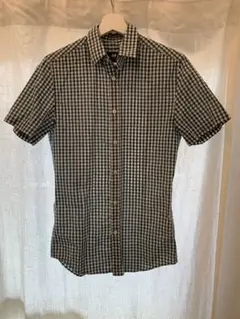 H&M スリムフィット チェック柄 半袖シャツ XS