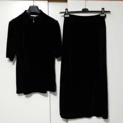 マリナリナルディ　大きいサイズ　ベロアスカートスーツ　セットアップ　黒　15号