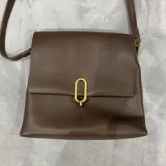ブラウン フラップショルダーバッグ