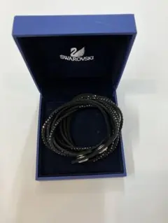 SWAROVSKI スワロフスキー レザーブレスレット ブラック 箱付き