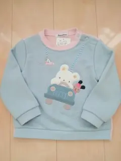 S*゜様 familiar 90 水色 ピンク クマ刺繍 トレーナー