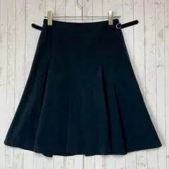 ELLE PARIS プリーツスカート フレア ベルト付き 裏地あり 綿 Lのサムネイル