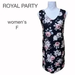 ROYAL PARTY ミニワンピース ノースリーブ Vネック F 花柄