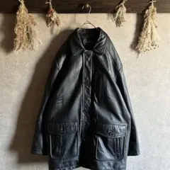 リアルレザーコート 牛革 ブラック LLサイズ やわらかめ