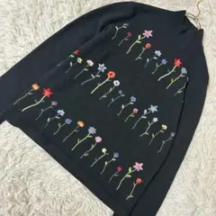 VICE VERSA 刺繍入り ハイネックセーター ブラック カシミヤ100%