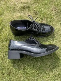 ブラックレースアップローファー ローヒール