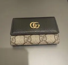 GUCCI レザーキーケース ブラック/ベージュ