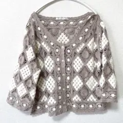 ルカ/レディラックルカ　カーディガン　クロシェ編み　Ｆ　羽織り　透け感　レース編