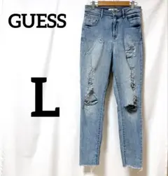 GUESS ライトブルー ダメージスキニージーンズ　Lサイズ
