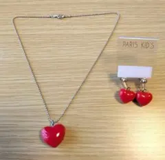【未使用】PARIS KID'S ハート型ネックレスとイヤリング　セット