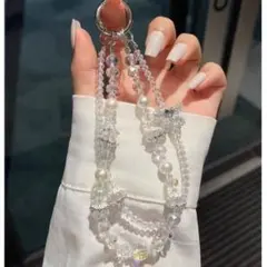 クリスタル・パール携帯ストラップ