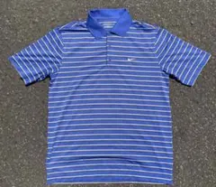 NIKE ナイキ ポロシャツ 半袖 y2k ボーダー 青 刺繍 サーマル