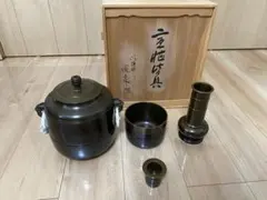 風炉師　鳳泉作 宣徳皆具　唐揚銅　共箱　茶道具セットのサムネイル