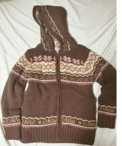 one*way フード付きニットブルゾン