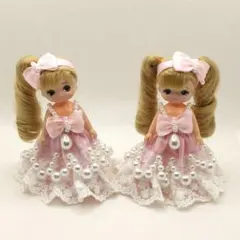 ミキちゃんマキちゃん服 ドレス ピンク色・パールのサムネイル