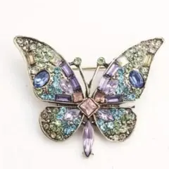 ブローチ　蝶々P　カラフル　ラインストーン　キラキラ　キュート　可愛い