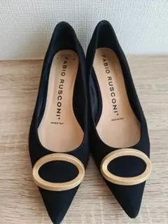 FABIO RUSCONI ブラックポインテッドトゥシューズ37