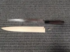 (希少品)丹山 水本焼き ふぐ引き 尺物 黒檀柄 黒水牛角 希少品)丹山 水本焼き ふぐ引き 尺物 黒檀柄 黒水牛角