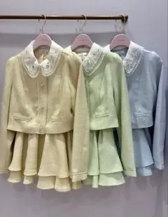 evelyn 襟ビジューツイードセットアップYEイエロー