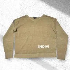 インディヴィ INDIVI ラメ入り Vネック 長袖ニット 38