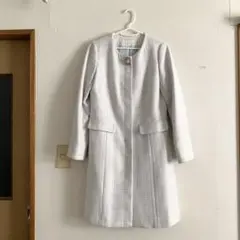 美品　プロポーションボディドレッシング　ツイードコート　ロングコート　ブルー