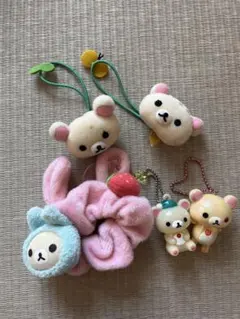 コリラックマ　いちごうさぎ　ガーリーストラップ　お外でごろんヘアゴム