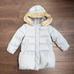 【GLOBAL WORK】ファー付きダウンコート　ロング100〜110㎝　水色