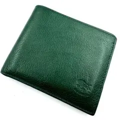 現行✨イルビゾンテ 二つ折り財布 人気カラー モスグリーン ロゴ刻印 金ボタン