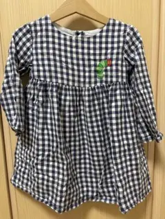 はらぺこあおむし　ワンピース　女の子　ネイビー×ホワイト　長袖