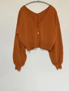 ローリーズファーム　ニットカーディガン　オレンジ　ショート丈