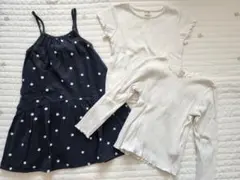 プティマイン　水玉ワンピース　半袖Tシャツ　　　　　ロンティー　3点セット