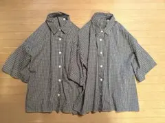 ユニクロ*コットンチェックシャツ 5分袖*Lサイズ 2枚