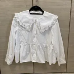 ZARA フリル付きホワイトシャツ 長袖
