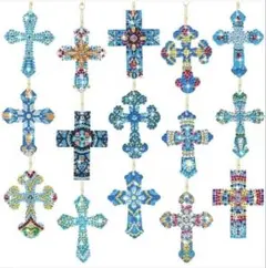 ダイヤモンドアート 15個 十字架 新品 未使用 ビーズ ラウンド
