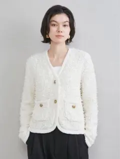 MilaOwen ニットツイードジャケット白　【美品】