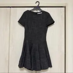 ZARA ブラック系 チェック柄 半袖ミニワンピース XS