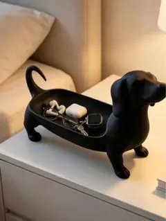 ダックスフンド 小物入れ トレイ ブラック