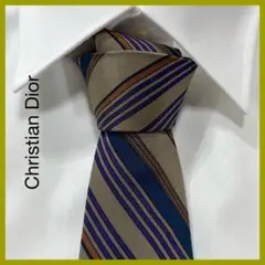 TG2828 Christian Dior ストライプ ドット シルク ネクタイ