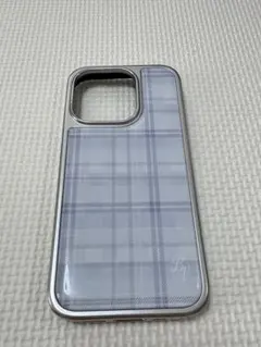 iPhone 15Pro ケース ブルー チェック柄