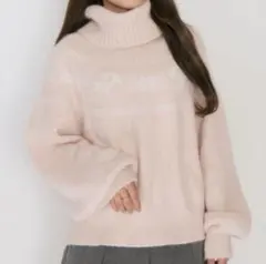 ピンク タートルネック セーター　muguet