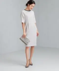 【美品】グリーンレーベルリラクシング D バイカラー Iライン ワンピース 38