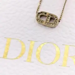 1075 クリスチャンディオール　Dior CDラインストーン ロゴネックレス