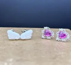 天使の羽　ハート型　ピアスセット