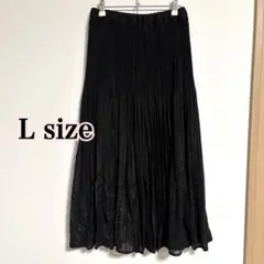 良品【レディースロングスカート】L ブラック プリーツ ハニーズ　Honeys