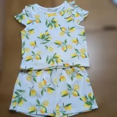 新品　レモンプリント キッズ服 100cm 半袖Tシャツとショートパンツセットのサムネイル