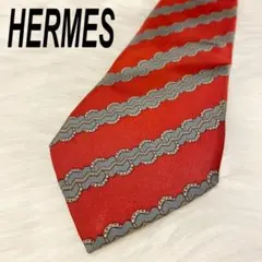 【最高級】hermes ネクタイ 総柄 赤 シルク 青 白 美品 差別化 独特